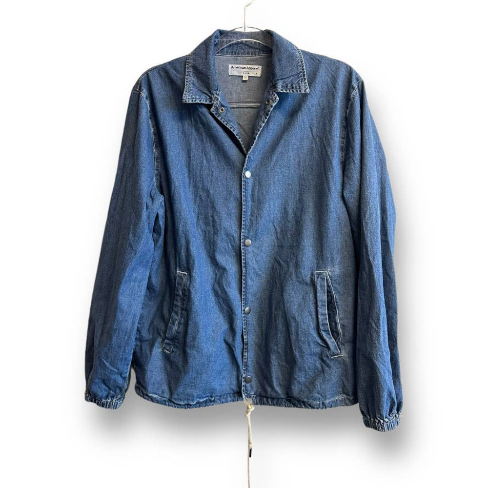 American Apparel Denim Coach Jacket with Drawstring Medium Wash Size S